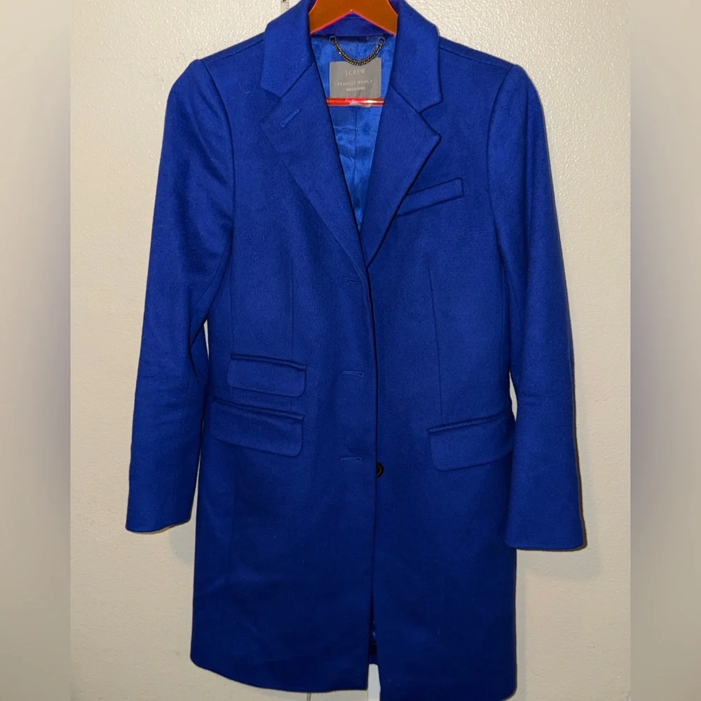 J.Crew Cobalt long Blue Wool Peacoat by Nello Gori – Women’s size small - Picture 1 of 6